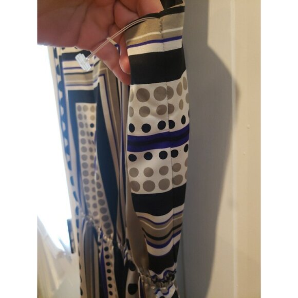 Maggie London Dress Shift Sleeveless Satin Geometric Print  Knee Length Sz 8 - Picture 8 of 9